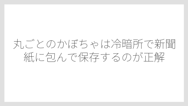 丸ごとのかぼちゃは冷暗所で新聞紙に包んで保存するのが正解