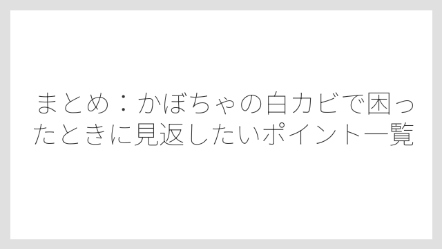 まとめ：かぼちゃの白カビで困ったときに見返したいポイント一覧