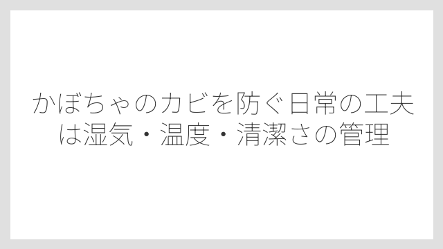 かぼちゃのカビを防ぐ日常の工夫は湿気・温度・清潔さの管理