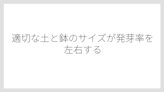 適切な土と鉢のサイズが発芽率を左右する