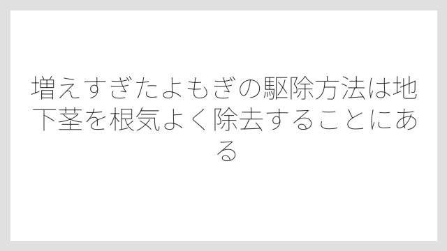 増えすぎたよもぎの駆除方法は地下茎を根気よく除去することにある