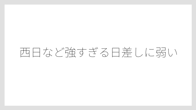 西日など強すぎる日差しに弱い