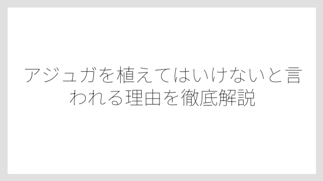アジュガを植えてはいけないと言われる理由を徹底解説