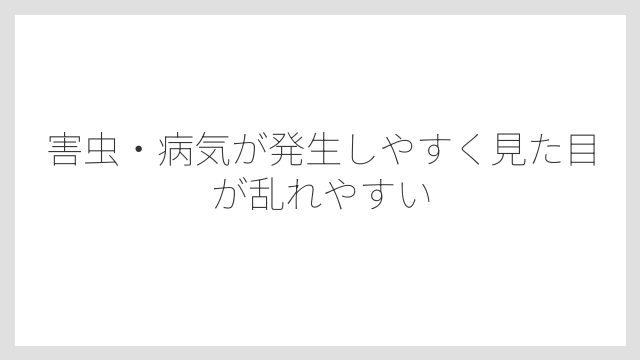 害虫・病気が発生しやすく見た目が乱れやすい