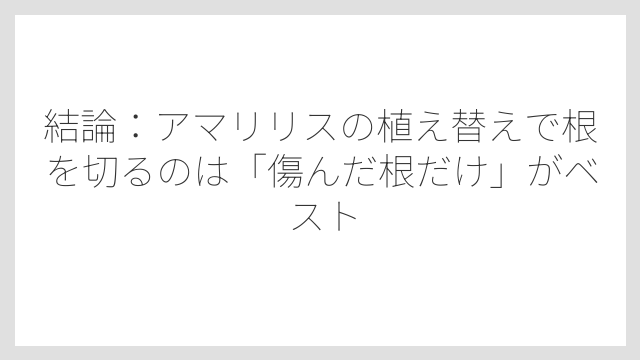 結論：アマリリスの植え替えで根を切るのは「傷んだ根だけ」がベスト
