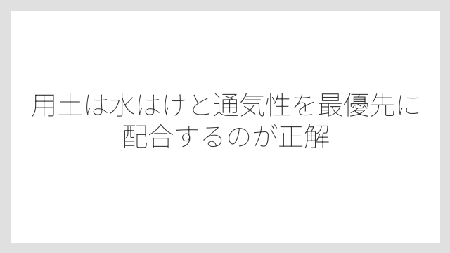 用土は水はけと通気性を最優先に配合するのが正解