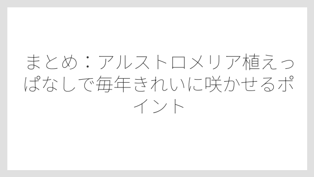 まとめ：アルストロメリア植えっぱなしで毎年きれいに咲かせるポイント