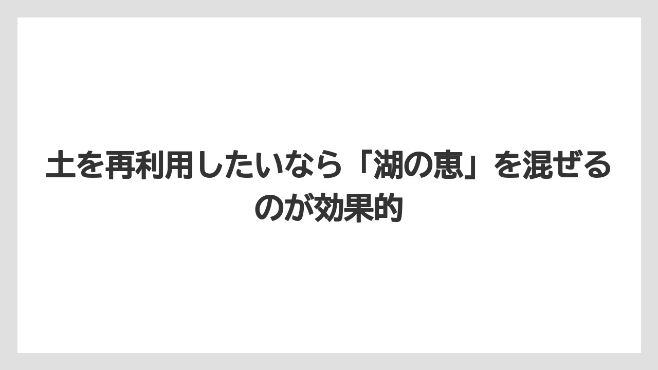 【栽培】【植物】【観葉】【鉢】土を再利用したいなら「湖の恵」を混ぜるのが効果的