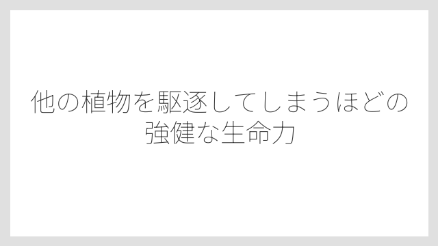 他の植物を駆逐してしまうほどの強健な生命力