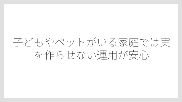 子どもやペットがいる家庭では実を作らせない運用が安心