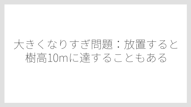 大きくなりすぎ問題：放置すると樹高10mに達することもある