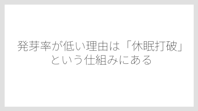 発芽率が低い理由は「休眠打破」という仕組みにある