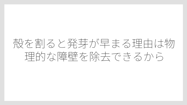 殻を割ると発芽が早まる理由は物理的な障壁を除去できるから