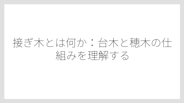 接ぎ木とは何か：台木と穂木の仕組みを理解する