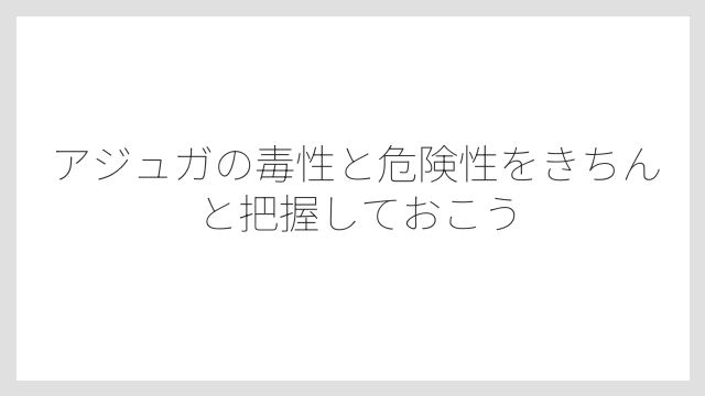 アジュガの毒性と危険性をきちんと把握しておこう