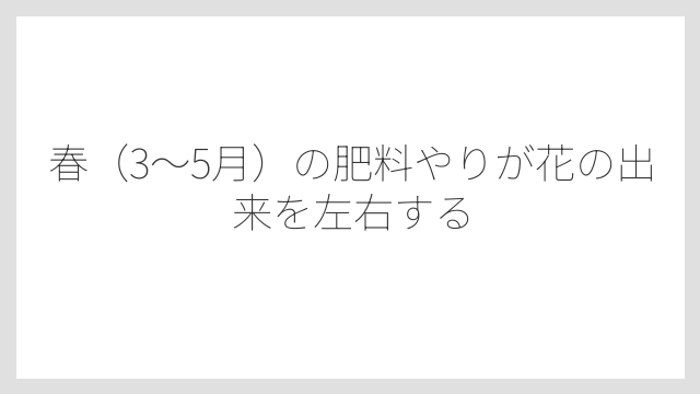 春（3〜5月）の肥料やりが花の出来を左右する