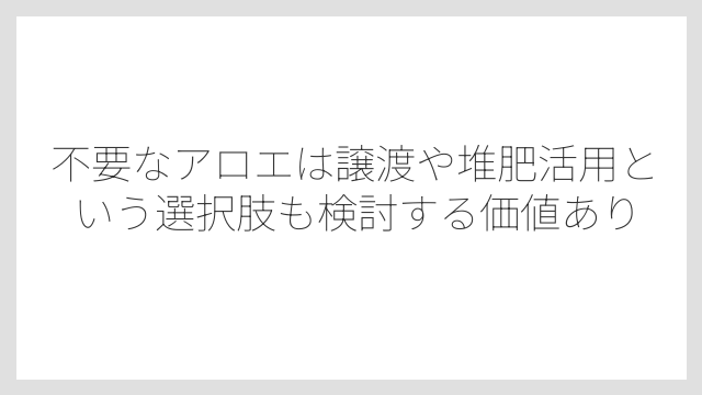不要なアロエは譲渡や堆肥活用という選択肢も検討する価値あり