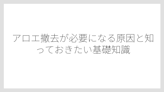 アロエ撤去が必要になる原因と知っておきたい基礎知識