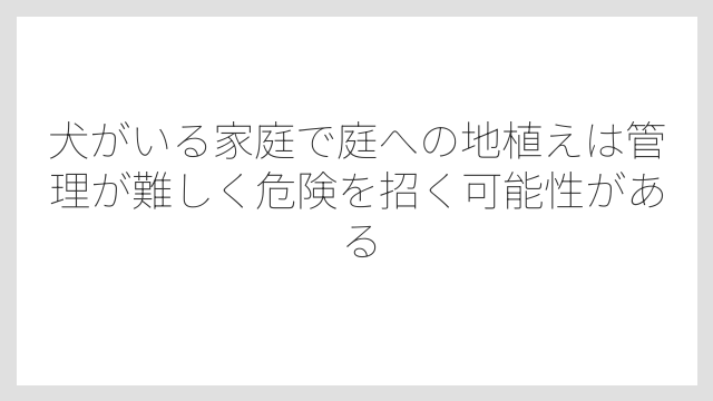 犬がいる家庭で庭への地植えは管理が難しく危険を招く可能性がある