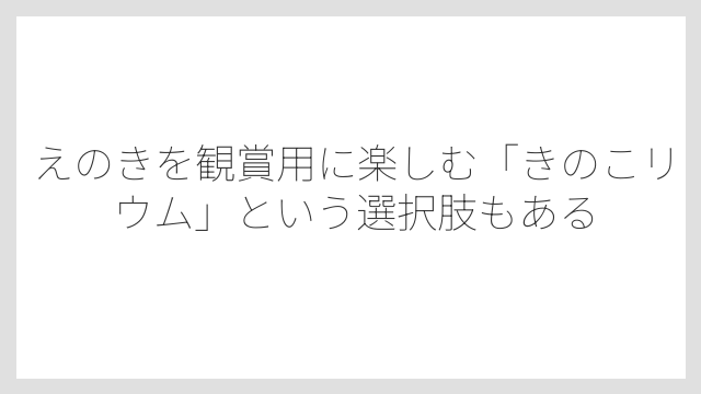 えのきを観賞用に楽しむ「きのこリウム」という選択肢もある