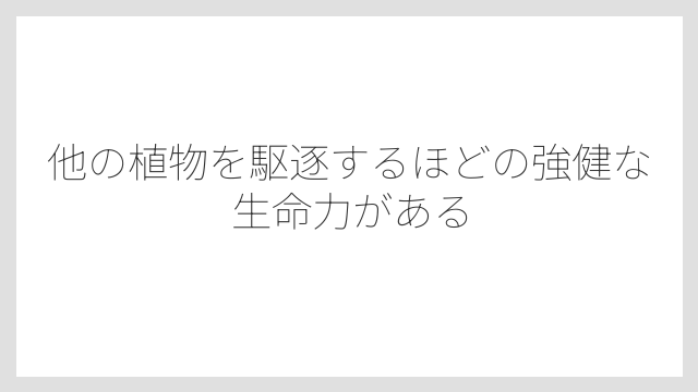 他の植物を駆逐するほどの強健な生命力がある