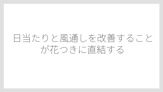 日当たりと風通しを改善することが花つきに直結する
