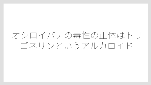 オシロイバナの毒性の正体はトリゴネリンというアルカロイド