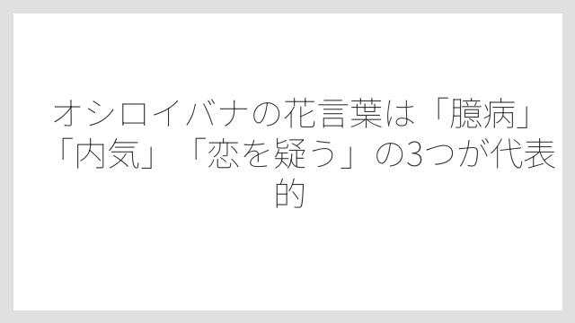 オシロイバナの花言葉は「臆病」「内気」「恋を疑う」の3つが代表的