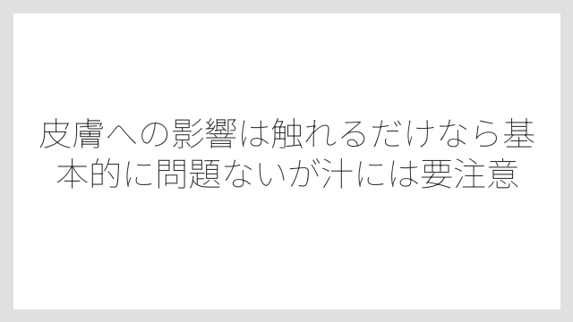 皮膚への影響は触れるだけなら基本的に問題ないが汁には要注意