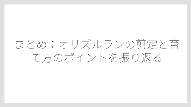 まとめ：オリズルランの剪定と育て方のポイントを振り返る