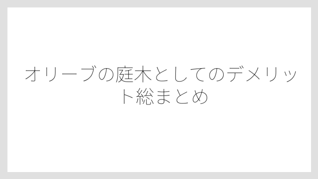 オリーブの庭木としてのデメリット総まとめ