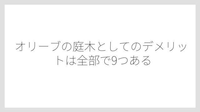 オリーブの庭木としてのデメリットは全部で9つある