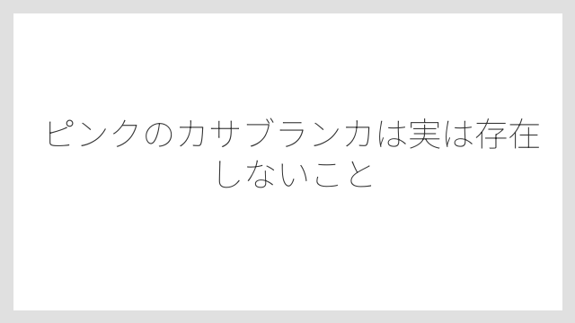 ピンクのカサブランカは実は存在しないこと