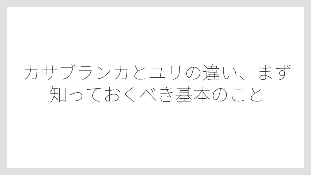 カサブランカとユリの違い、まず知っておくべき基本のこと