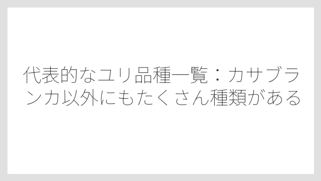 代表的なユリ品種一覧：カサブランカ以外にもたくさん種類がある