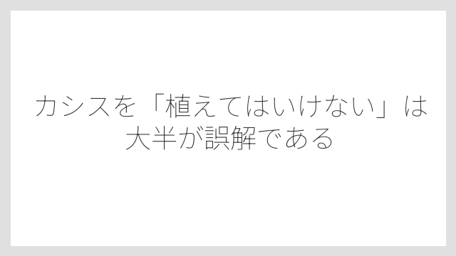 カシスを「植えてはいけない」は大半が誤解である