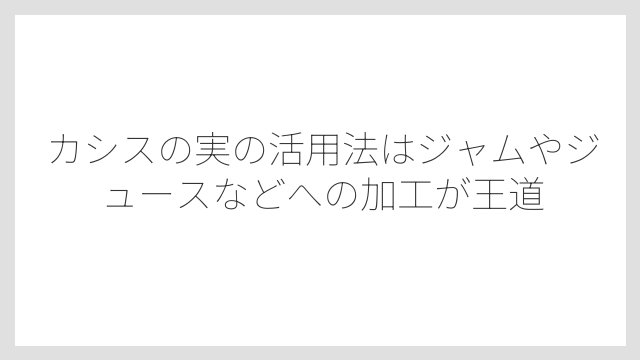 カシスの実の活用法はジャムやジュースなどへの加工が王道