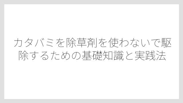 カタバミを除草剤を使わないで駆除するための基礎知識と実践法