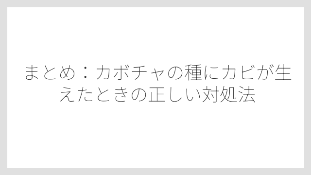 まとめ：カボチャの種にカビが生えたときの正しい対処法