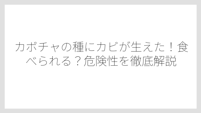 カボチャの種にカビが生えた！食べられる？危険性を徹底解説