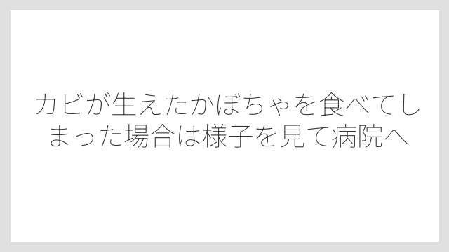 カビが生えたかぼちゃを食べてしまった場合は様子を見て病院へ