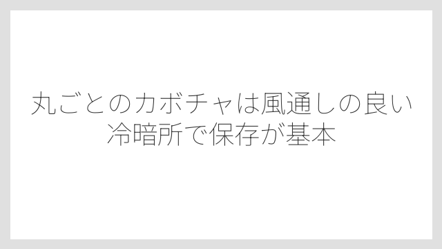 丸ごとのカボチャは風通しの良い冷暗所で保存が基本