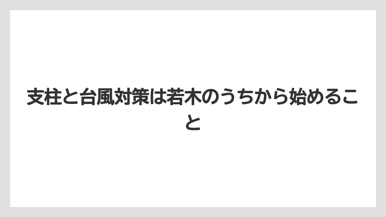【栽培】【農園】【農業】支柱と台風対策は若木のうちから始めること