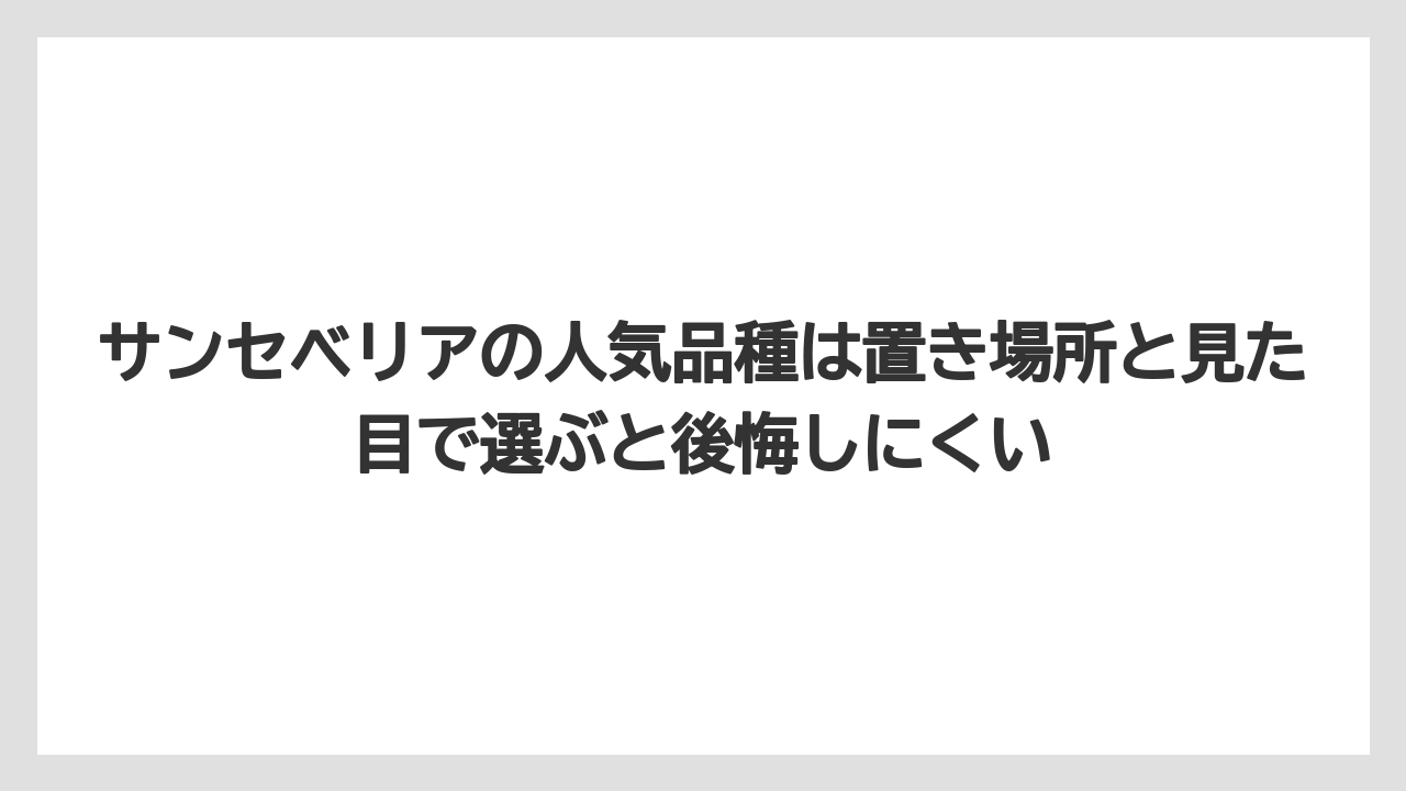 【サンスベリア】【サンセベリア】【栽培】【育て方】サンセベリアの人気品種は置き場所と見た目で選ぶと後悔しにくい