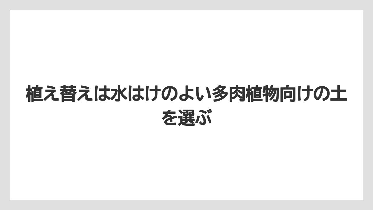 【木】【栽培】【農業】植え替えは水はけのよい多肉植物向けの土を選ぶ