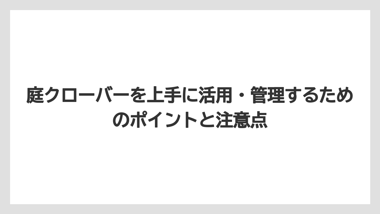 【栽培】【農園】【農業】庭でのクローバーの増やし方は種まきが最速で確実