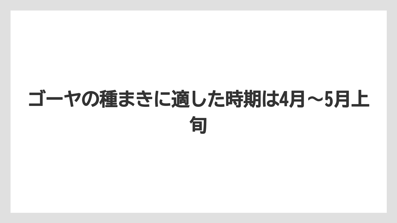 【ゴーヤ】【栽培】【農業】ゴーヤの種まきに適した時期は4月〜5月上旬