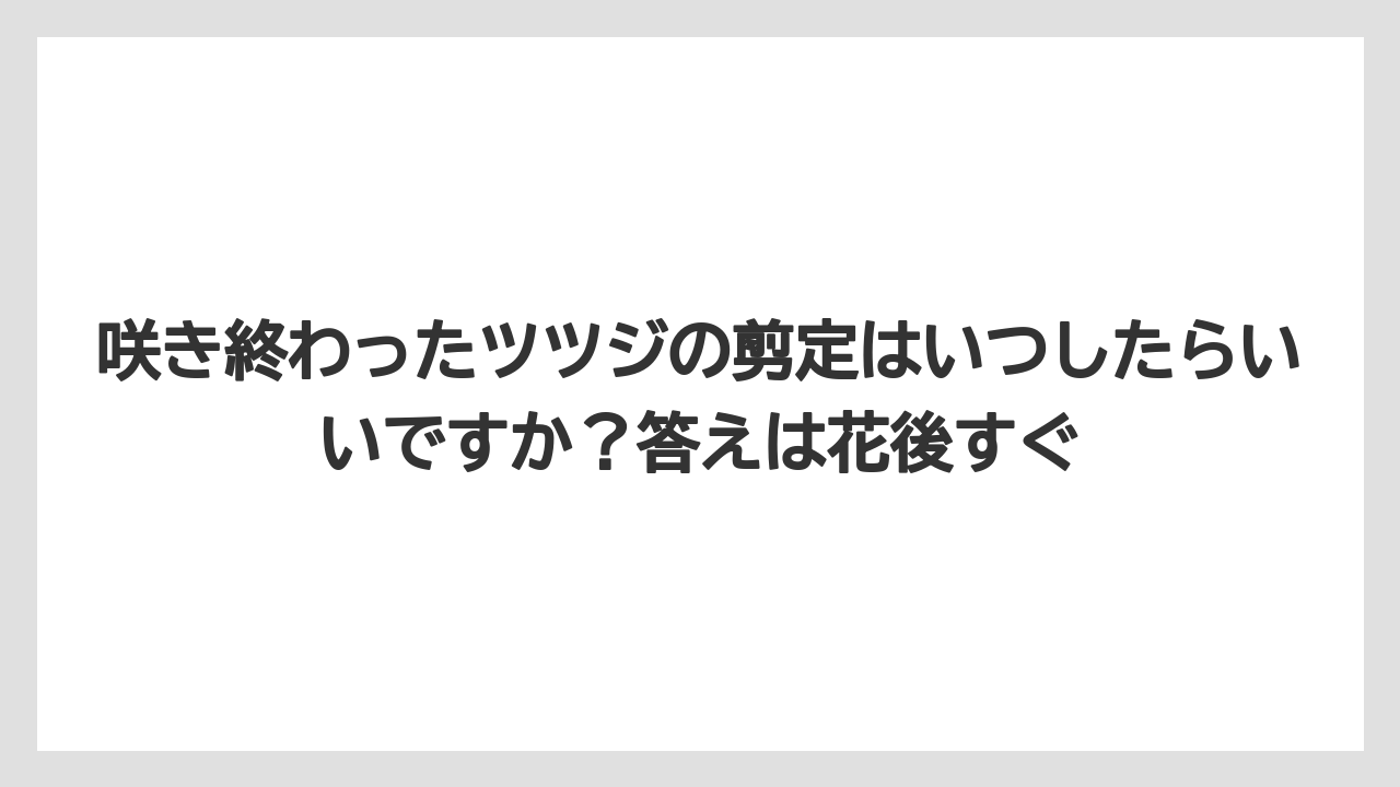 【いけない】【庭】【後悔】【栽培】【植え】咲き終わったツツジの剪定はいつしたらいいですか？答えは花後すぐ