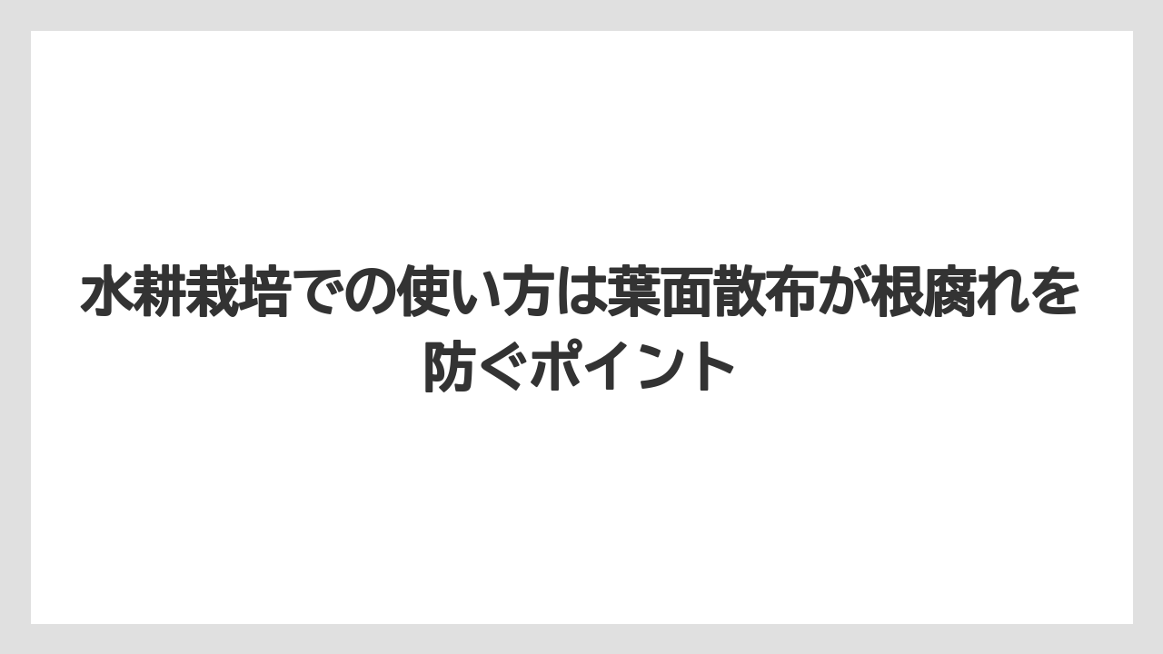 【ハイポネックス】【栽培】【農業】水耕栽培での使い方は葉面散布が根腐れを防ぐポイント