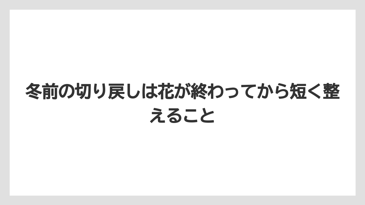【栽培】【肥料】【農業】冬前の切り戻しは花が終わってから短く整えること